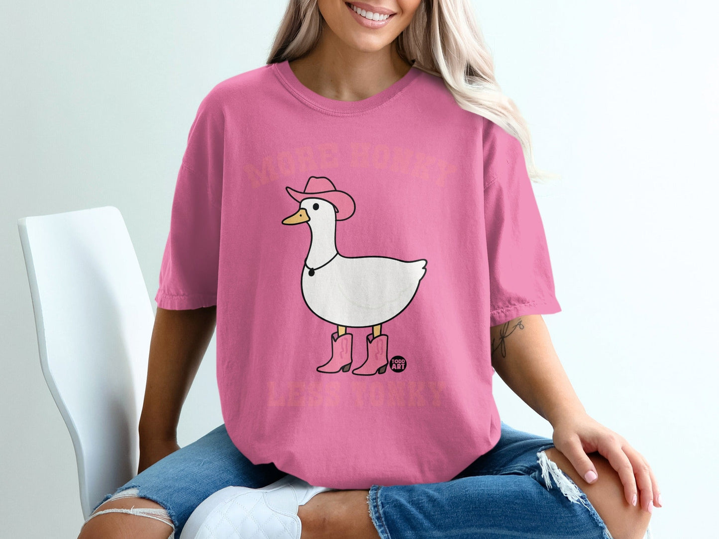 Empowering Duck with Pink Cowboy Hat T-Shirt
