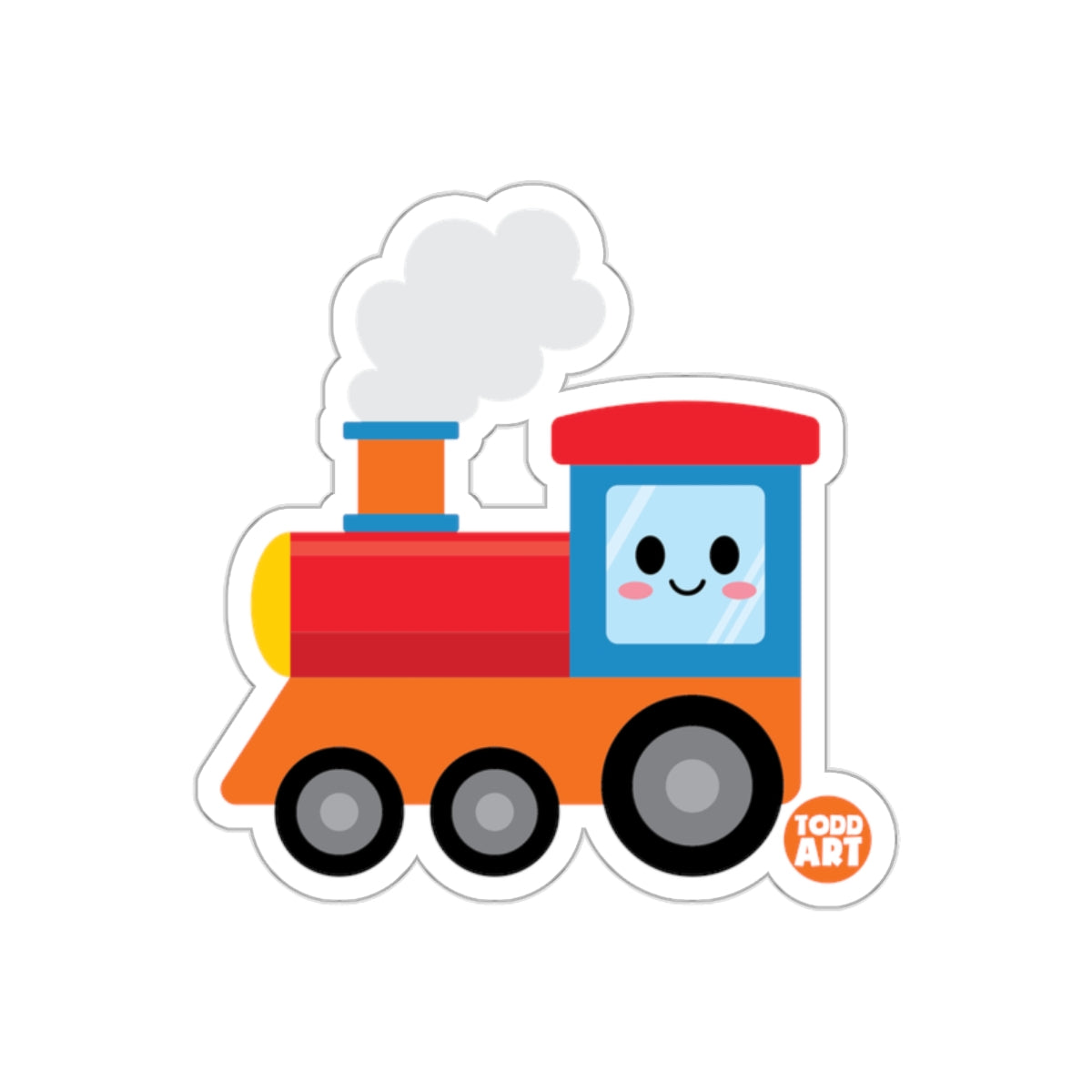 Cute Smiling Train with Todd Art Logo Sticker