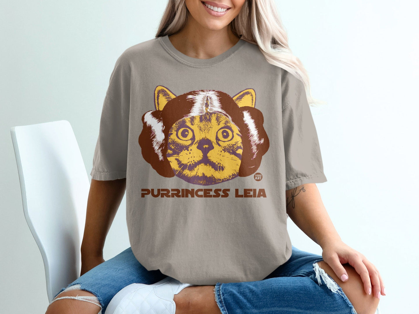 Purrincess Leia Cute Cat Graphic Oversized T-Shirt