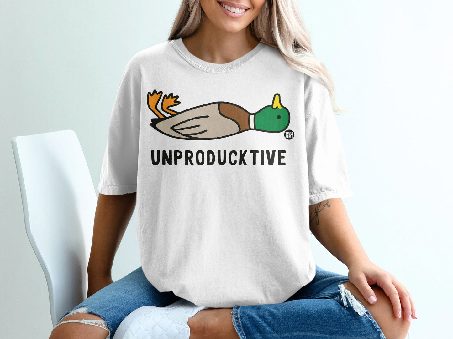 Unproductive Duck Graphic Tee Unisex T-shirt Fun Top