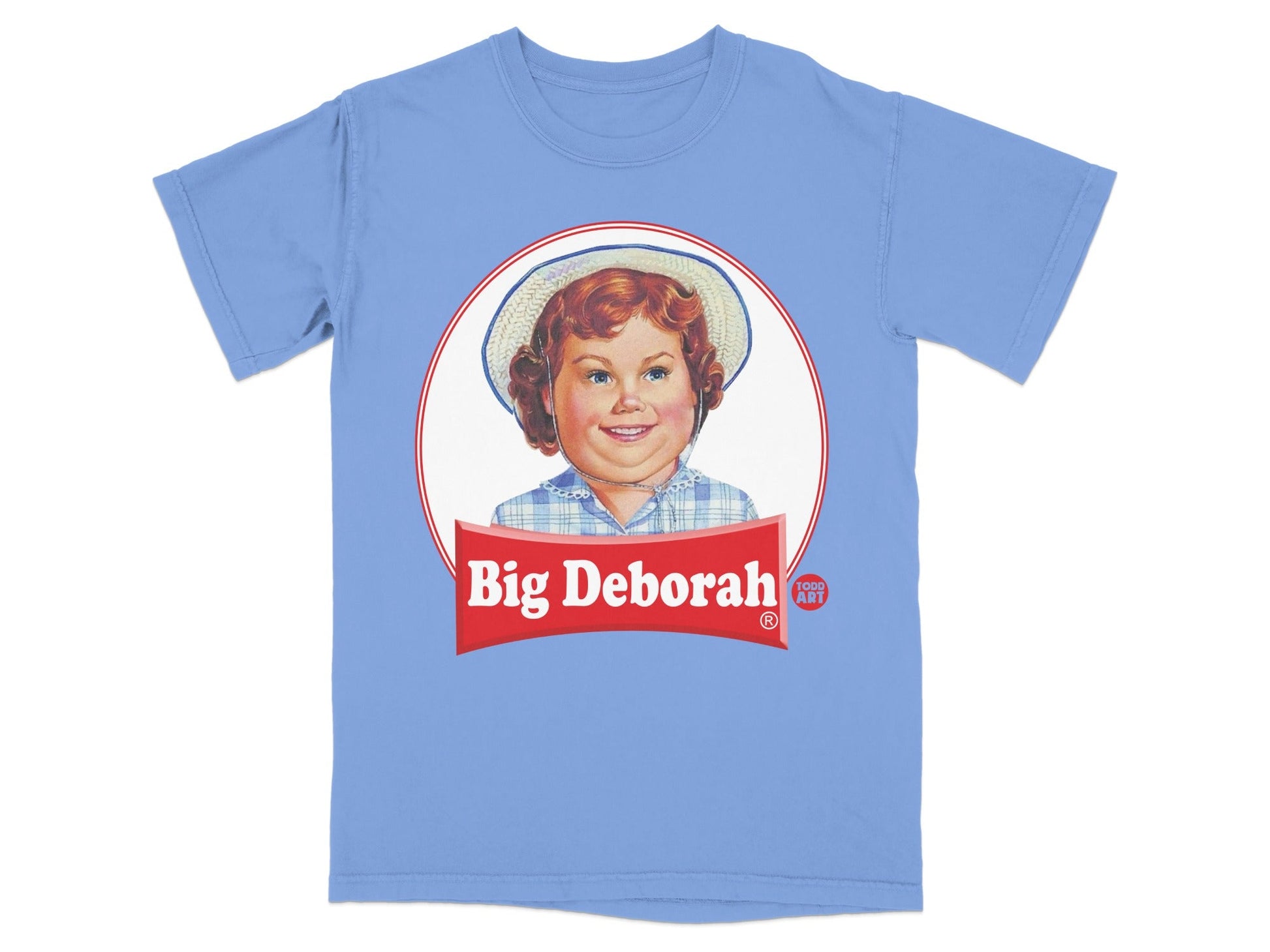 Light blue t-shirt with vintage cartoon girl logo "Big Deborah".