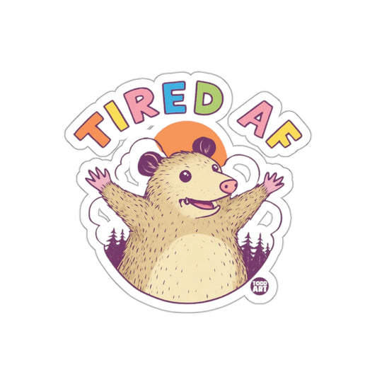 Tired AF Opossum with Trees and Sunset Funny Animal Stickers
