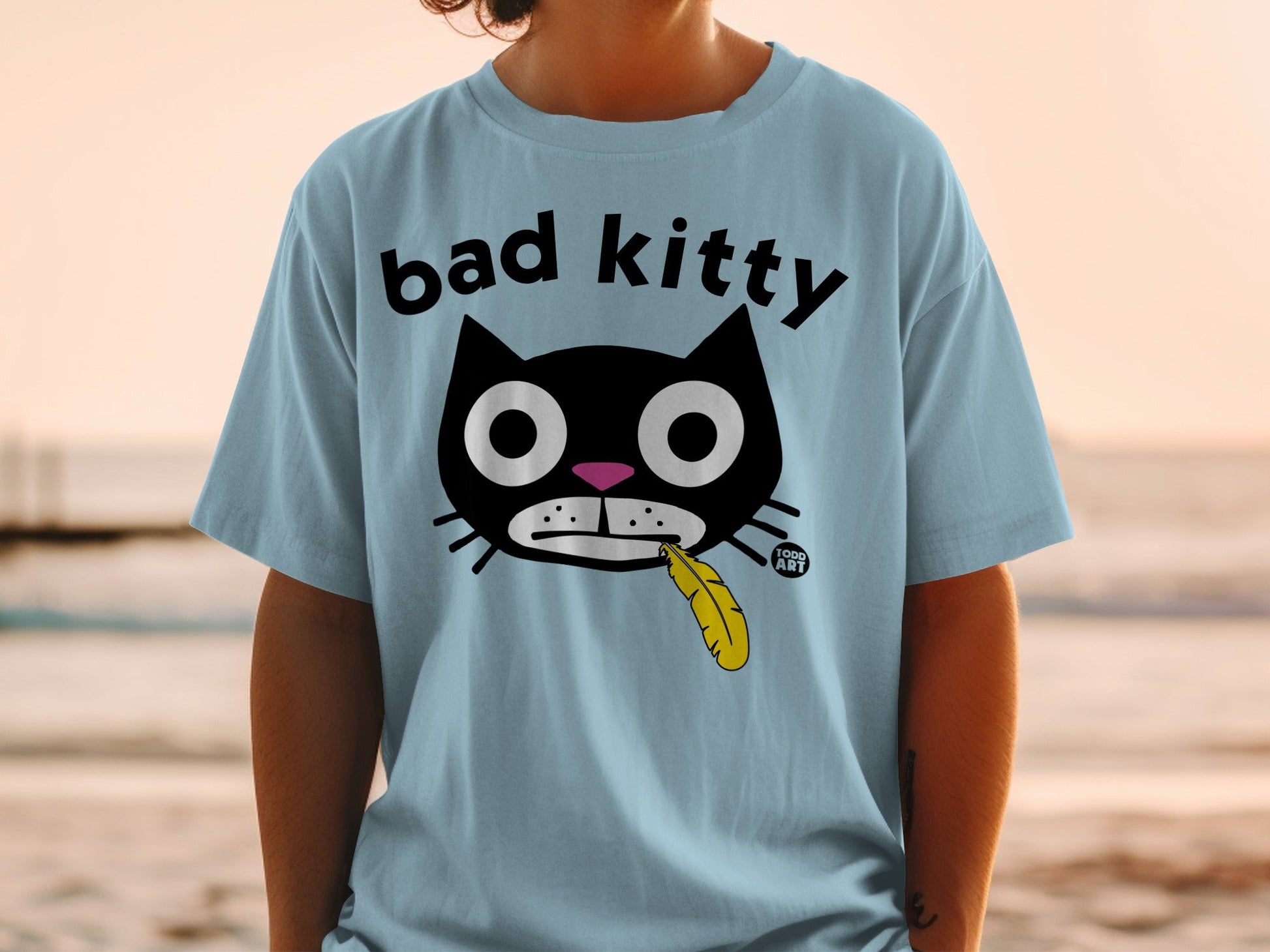 Bad Kitty Graphic Tee with Cartoon Cat Design