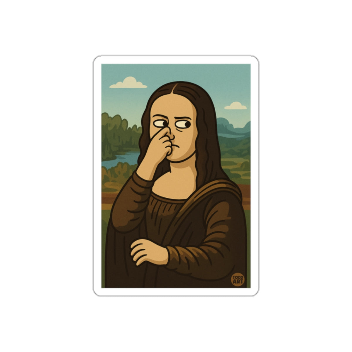 Mona Lisa with a Quirky Twist Picking Nose Stickers