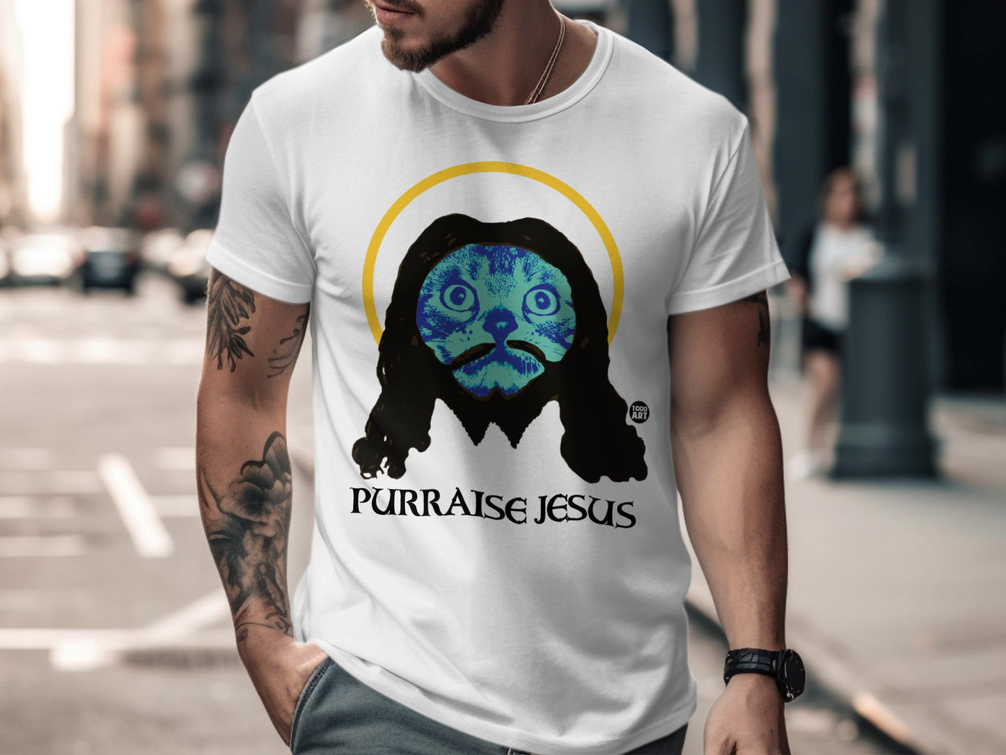 Purrraise Jesus Cat Graphic Unisex T-shirt Product