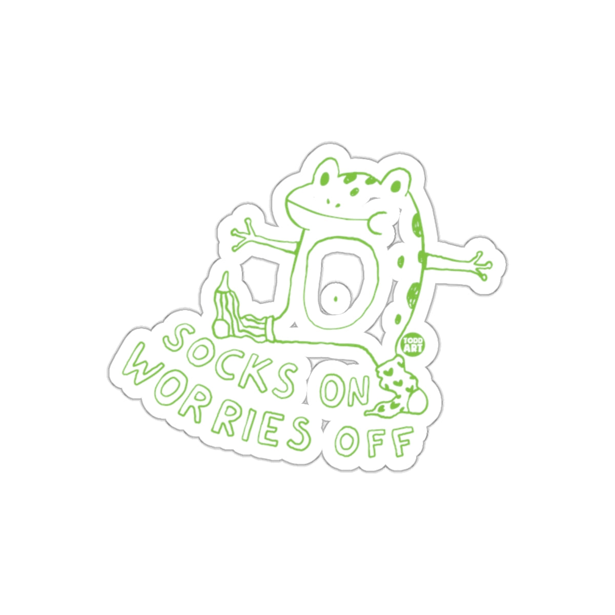 Socks On Worries Off Frog Sticker  Fun Accessory Sticker