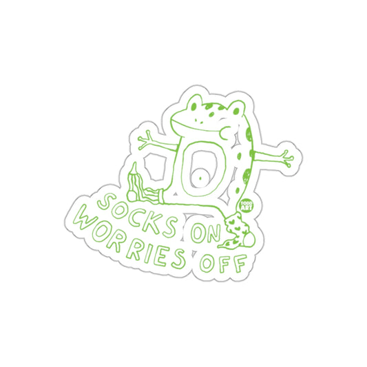 Socks On Worries Off Frog Sticker  Fun Accessory Sticker