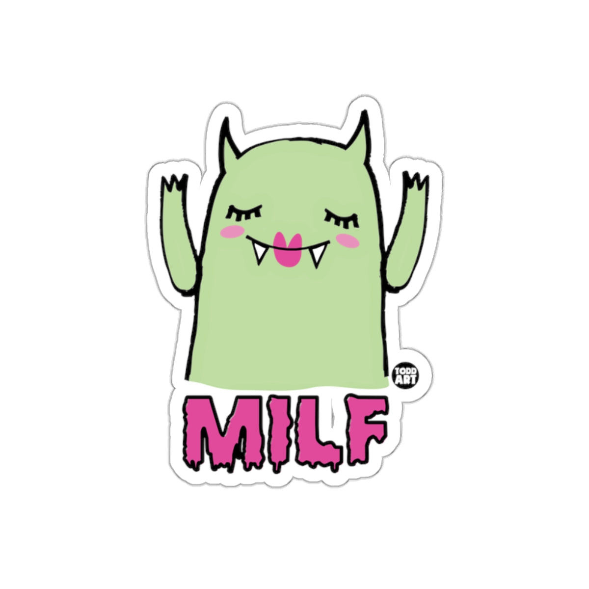 Funny Green Monster with MILF Text Sticker