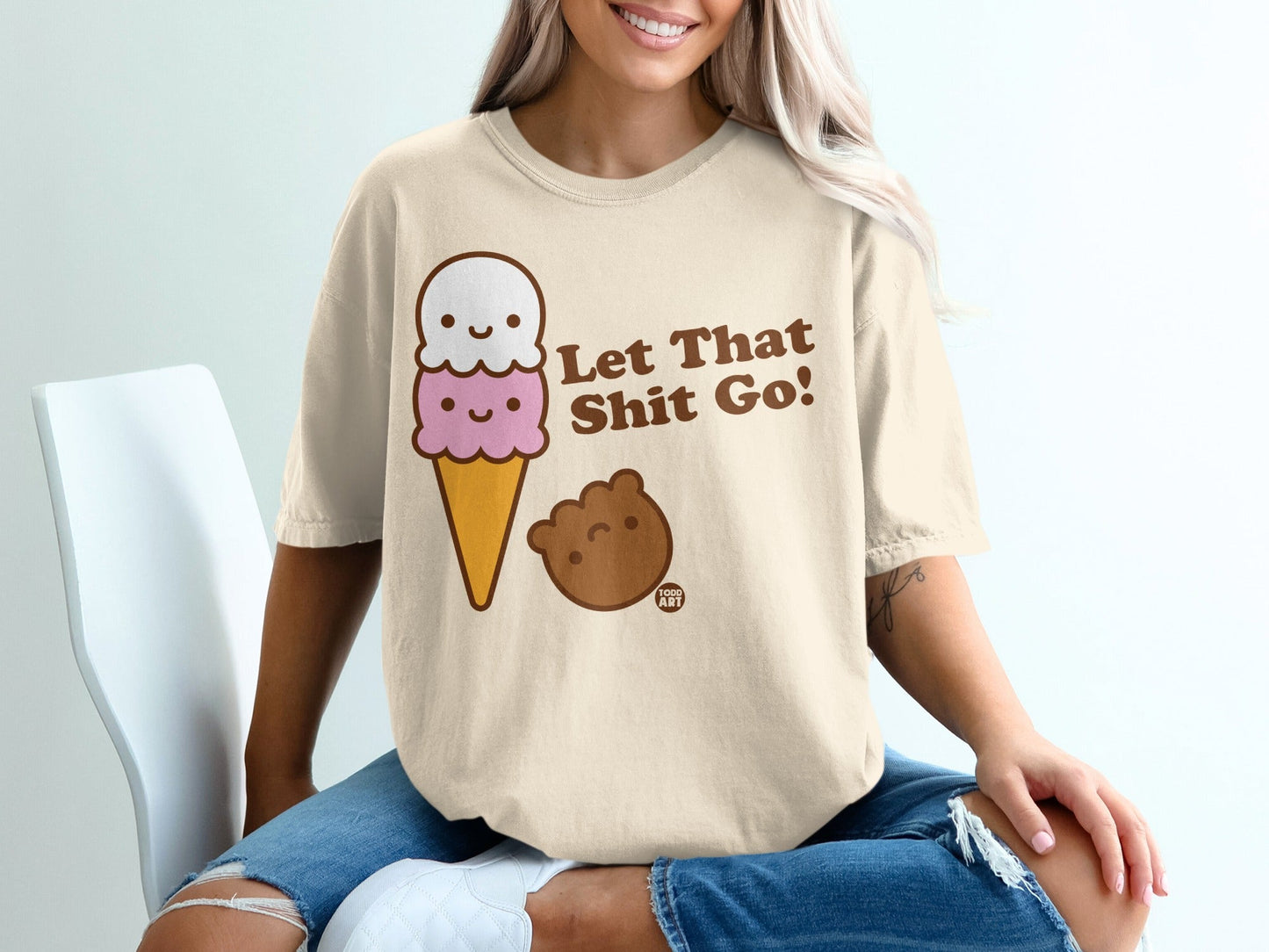 Let That Shit Go Ice Cream Design T-shirt