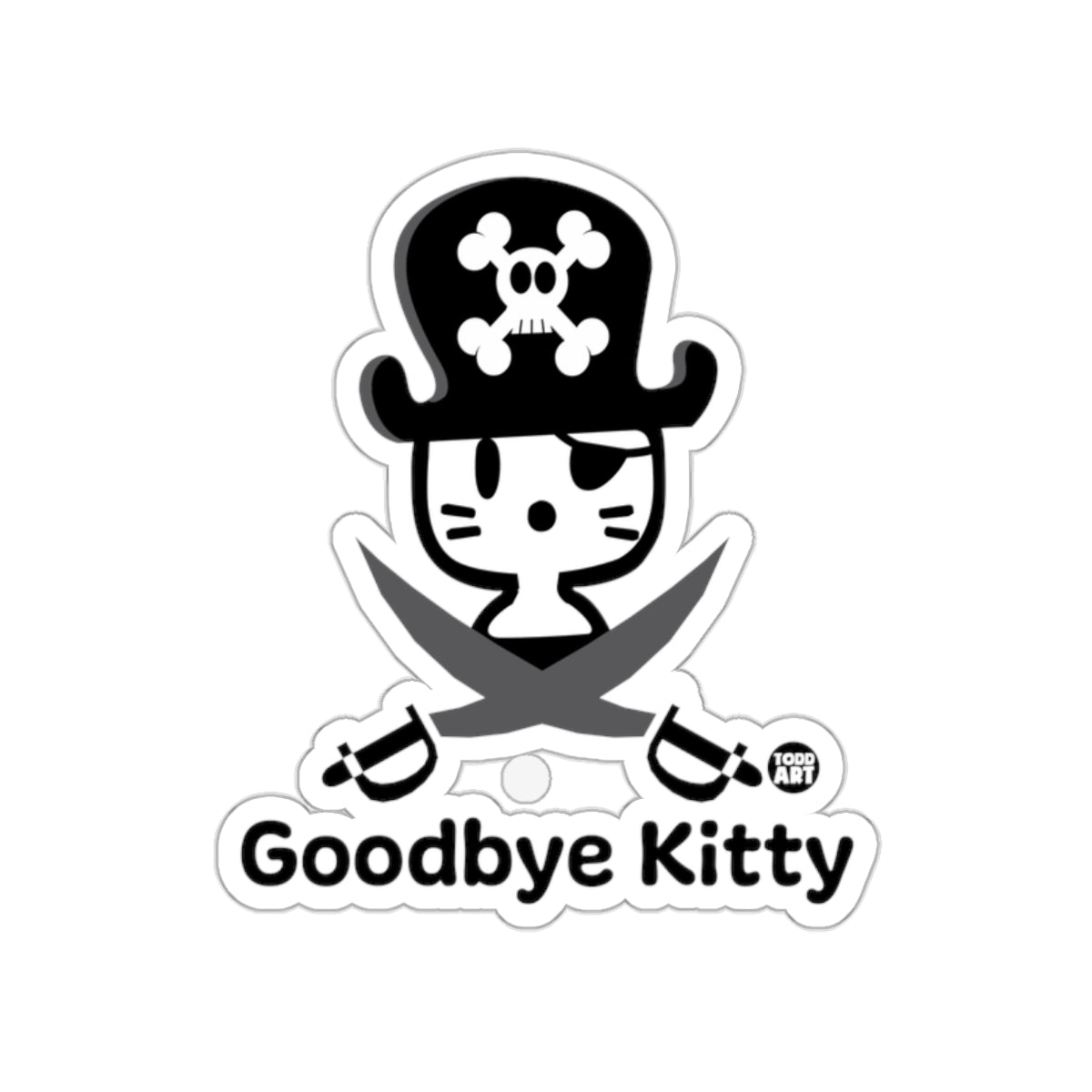 Goodbye Kitty Pirate with Swords Sticker Design