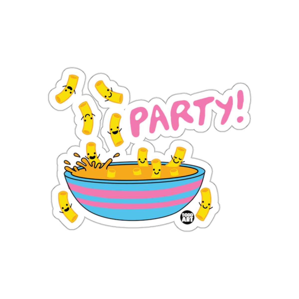 Fun Party Theme Animated Sticker of Macaroni in Bowl