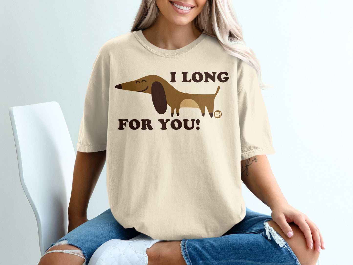I Long for You Cute Dog Graphic T-shirt for Women