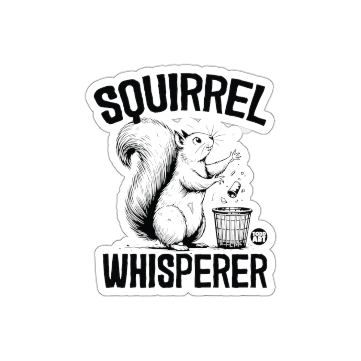 Squirrel Whisperer Throwing Trash into Bin Art Stickers