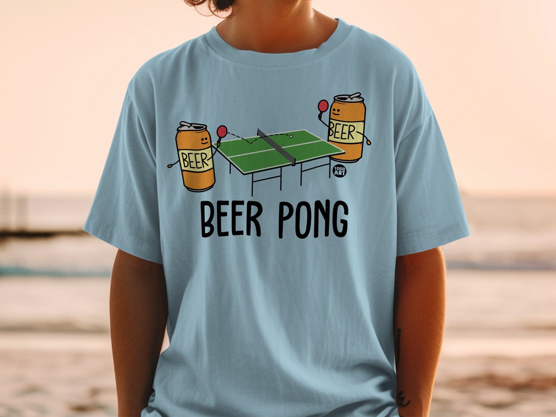 Beer Pong Illustration T-Shirt with Cute Design