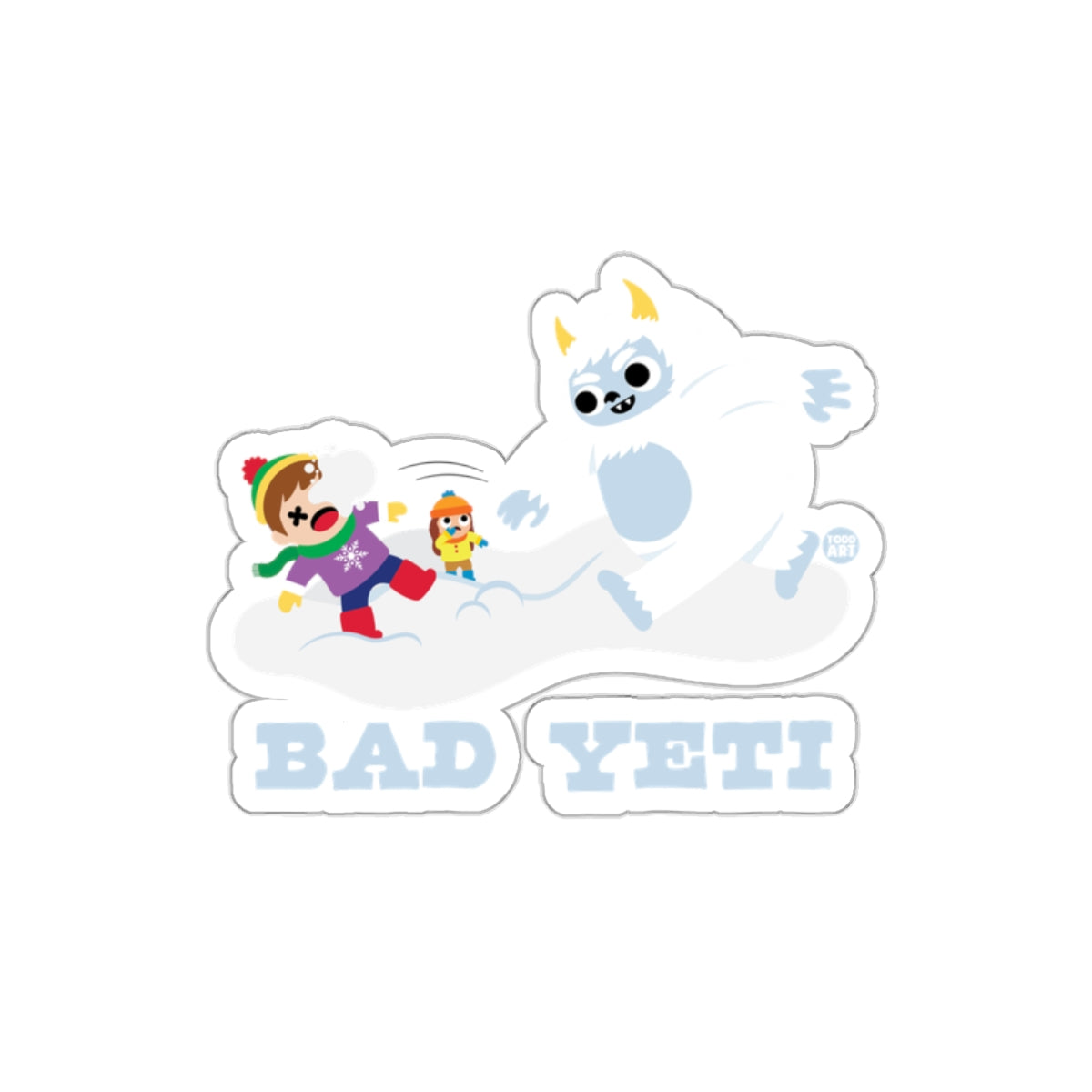Adorable Winter Bad Yeti Fun Sticker for Kids