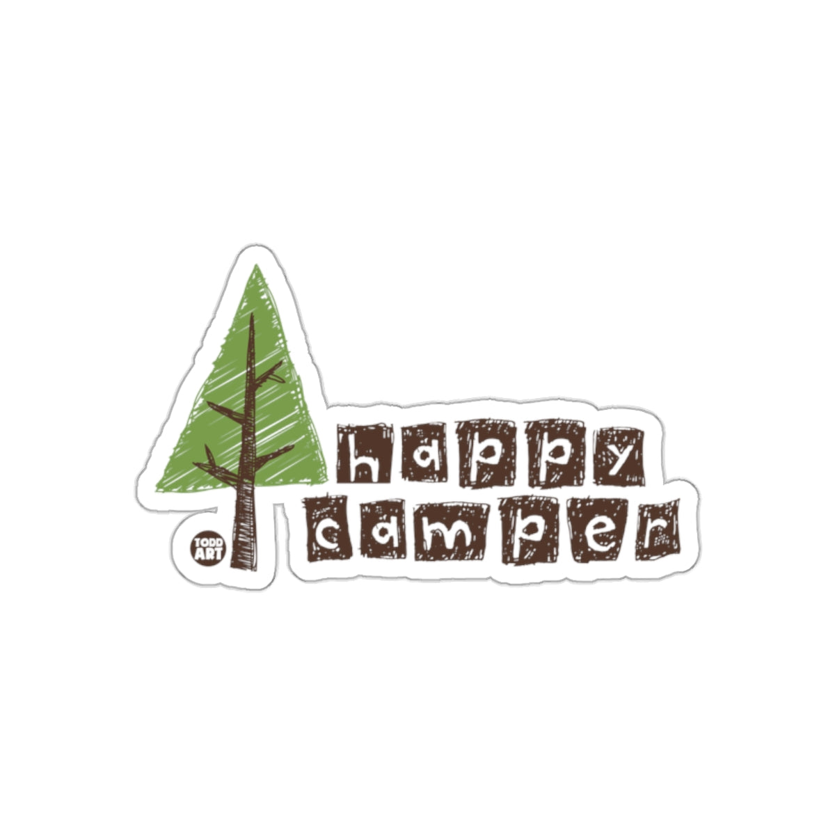 Happy Camper Tree Sticker Camping Enthusiast Sticker