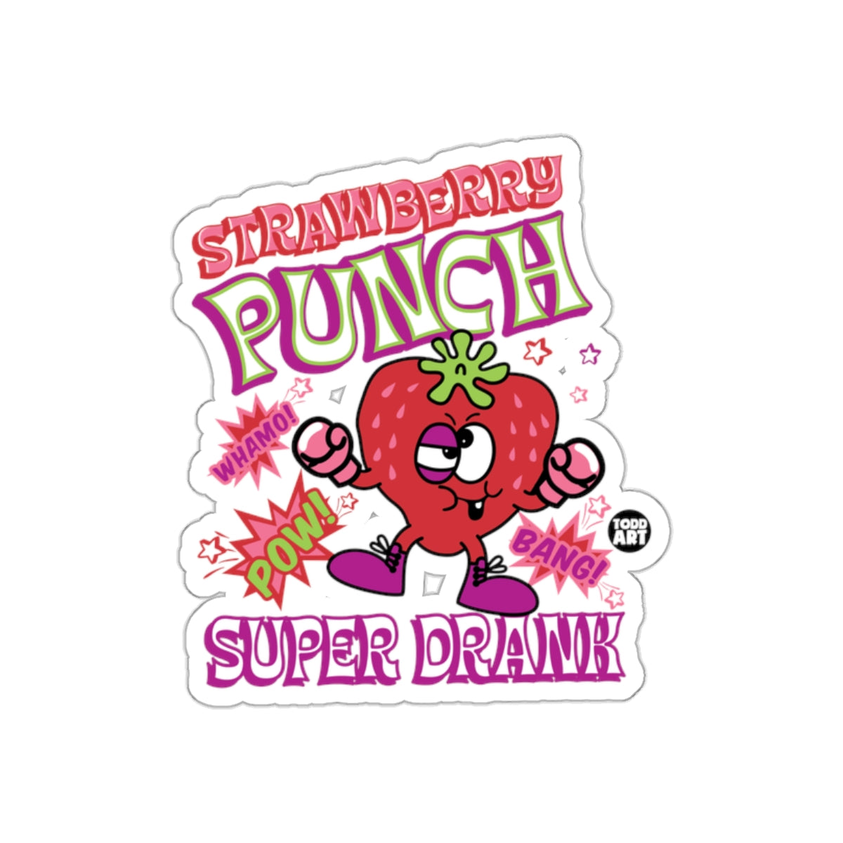 Strawberry Punch Super Drank Sticker Cartoon Design