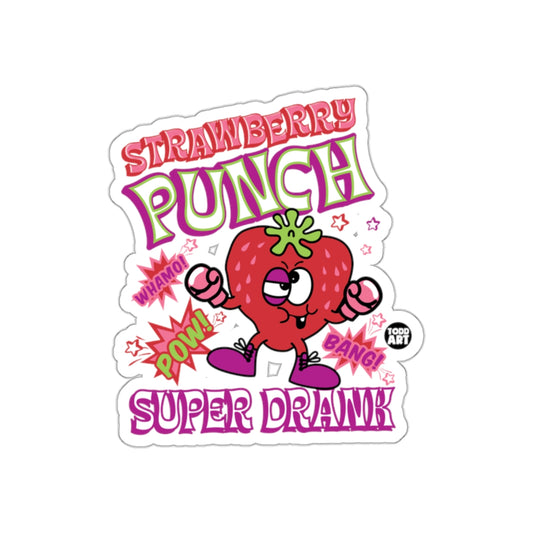 Strawberry Punch Super Drank Sticker Cartoon Design