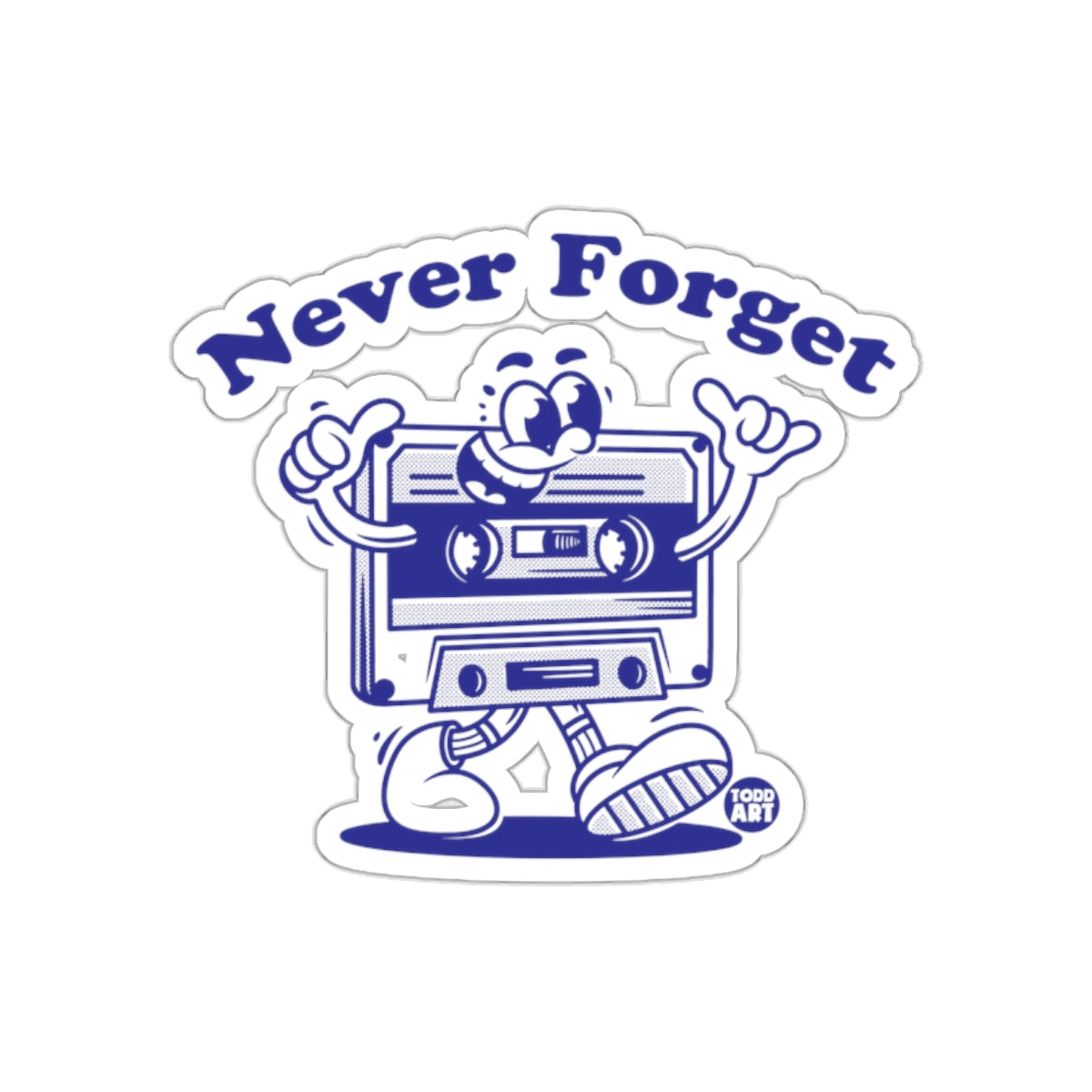 Never Forget Retro Cassette Tape Cartoon Character Stickers