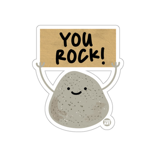 Cute Smiling Rock Holding You Rock Sign Sticker