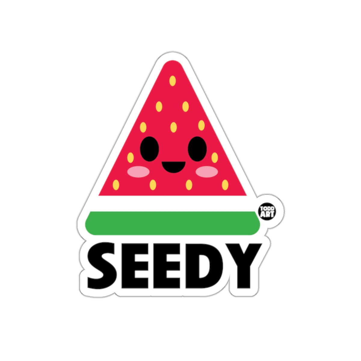 Seedy Smiling Watermelon Cartoon Sticker Design