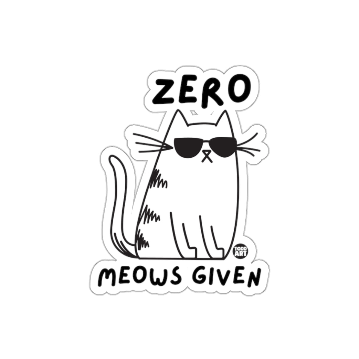 Zero Meows Given Cat with Sunglasses Sticker