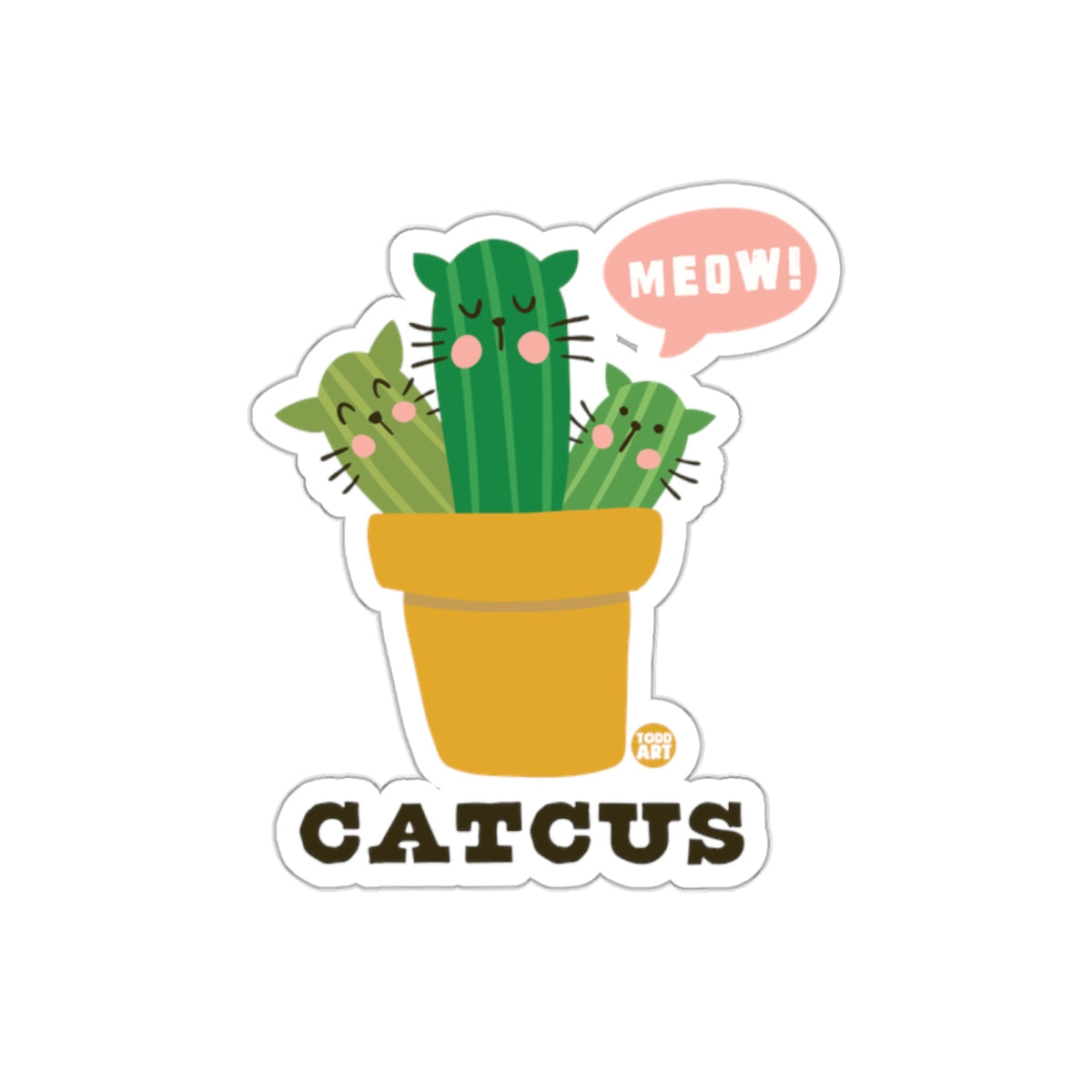 Caticus Illustration With Todd Art Logo And Meow Bubble sticker