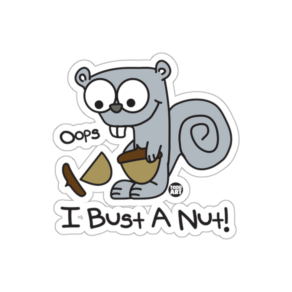 Funny Squirrel Exploding Nut Cartoon Animal Design sticker