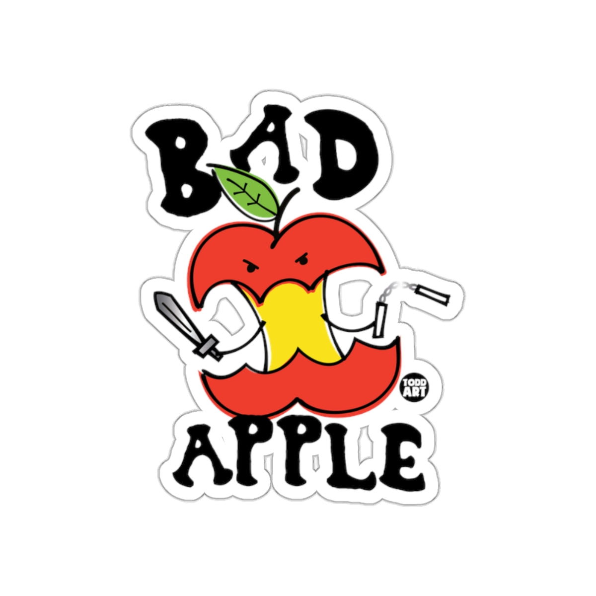 Bad Apple Funny Character Sticker Design Illustration