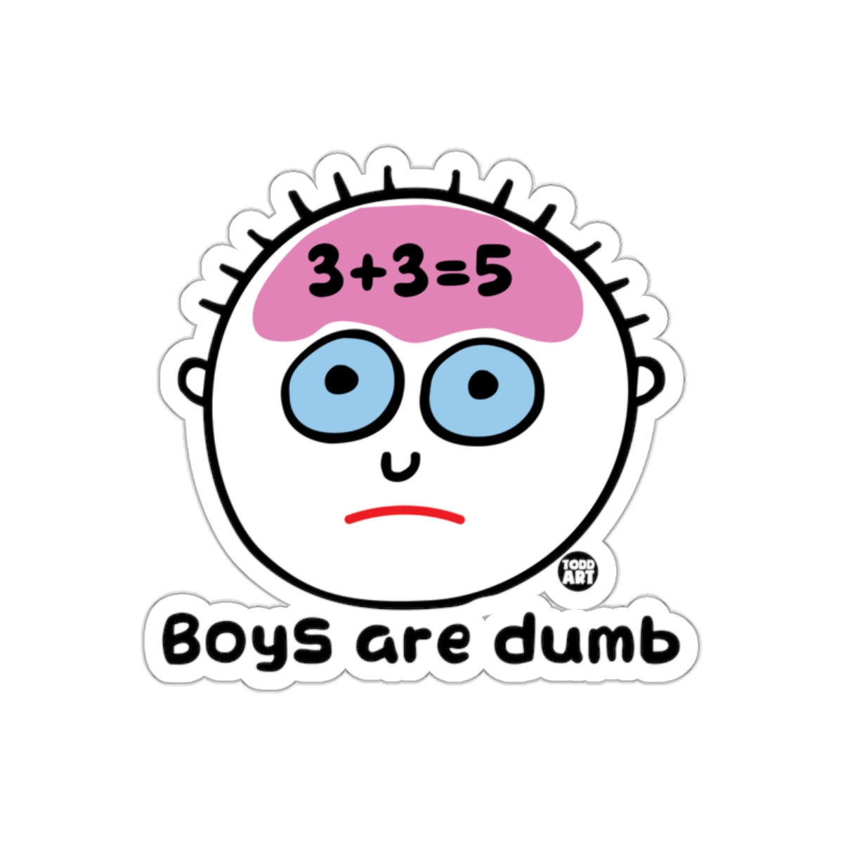 Boys are dumb cartoon figure sticker