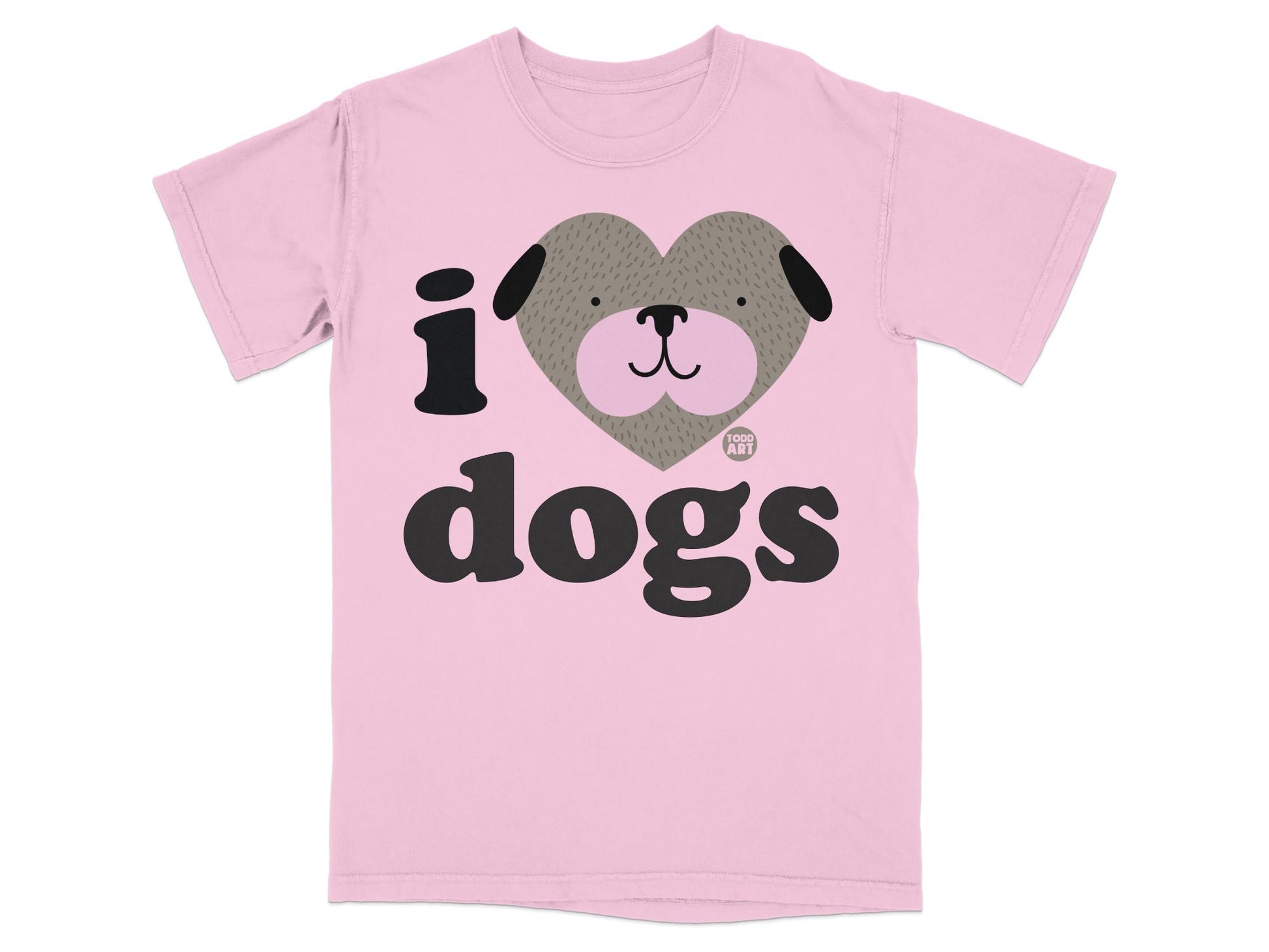 I love dogs heart face graphic design pink t-shirt