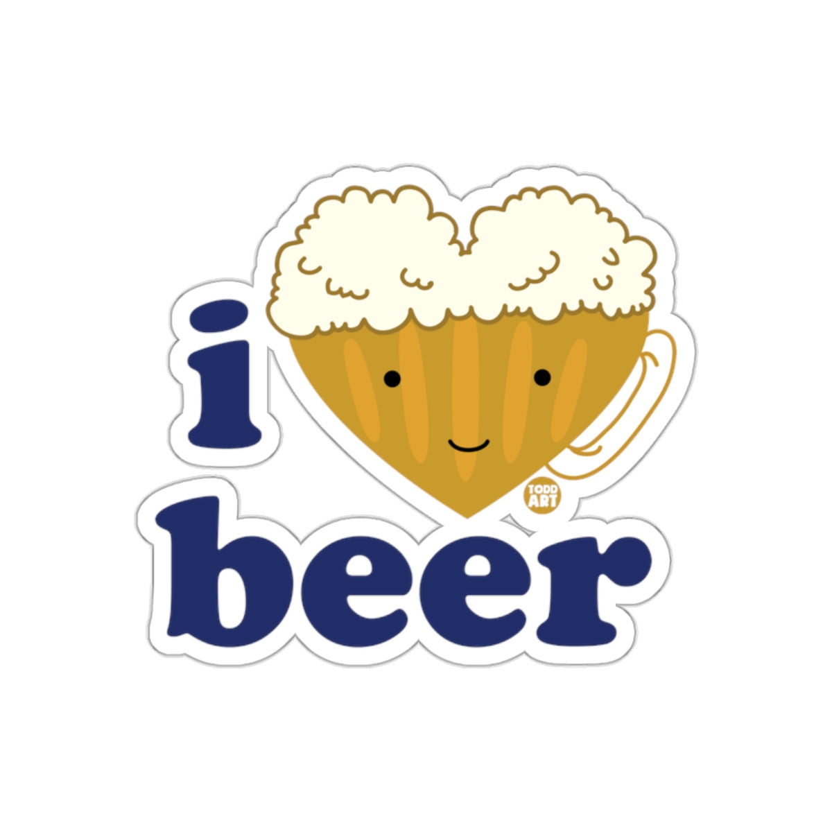 I Heart Beer Cute Smiling Foam Mug Illustration Sticker
