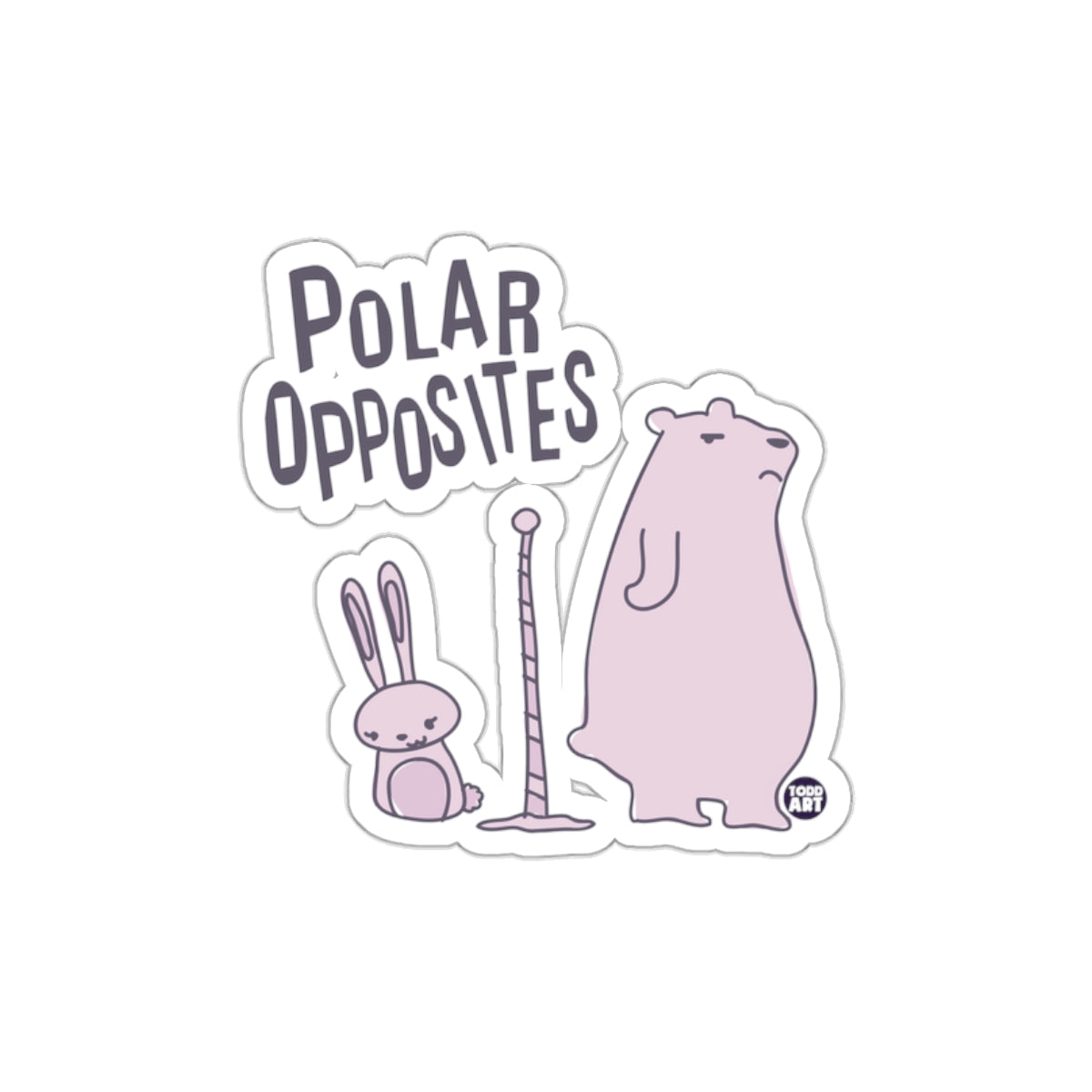 Polar Opposites Cartoon Bear and Bunny Sticker