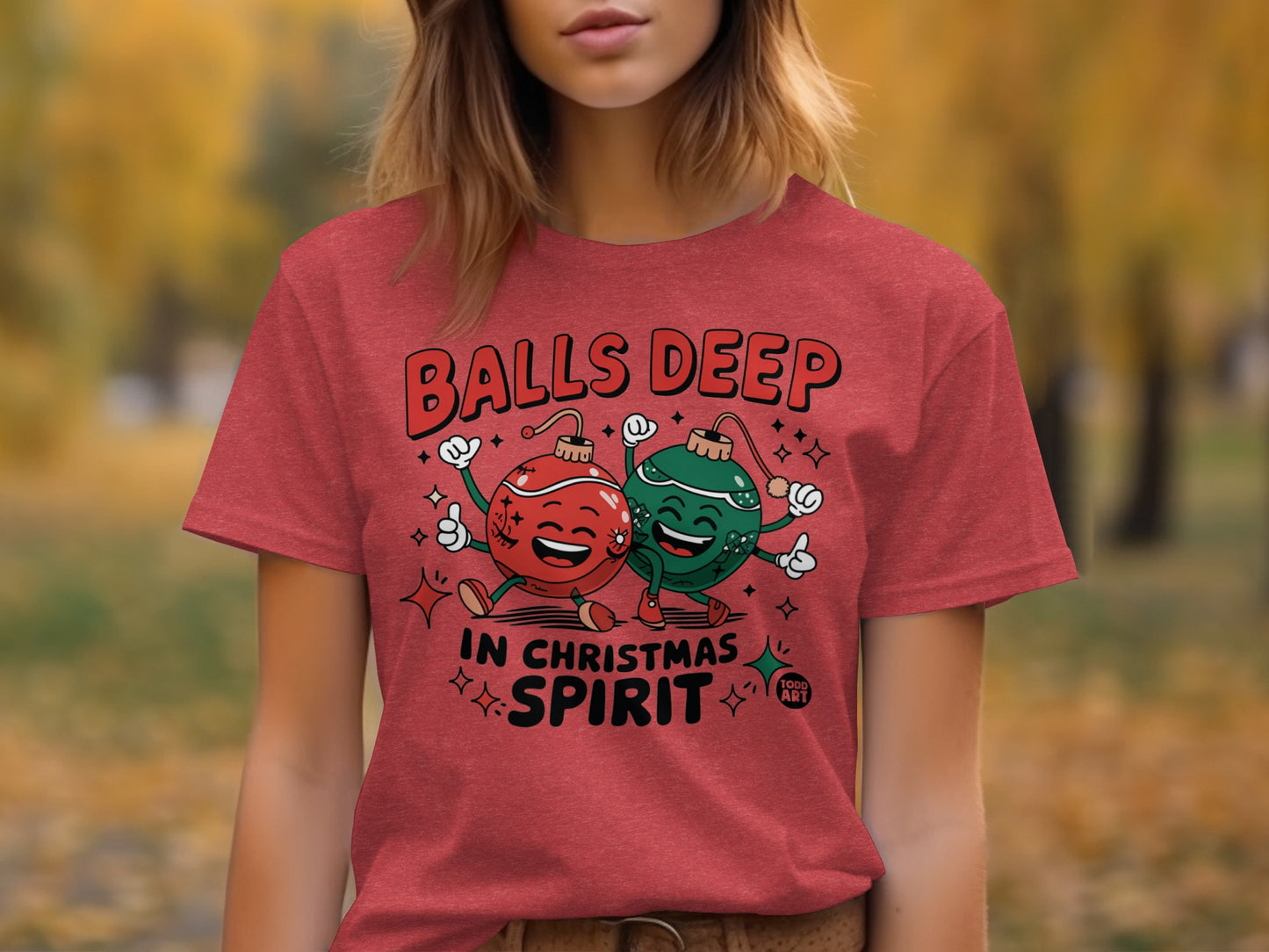 Balls Deep in Christmas Spirit Graphic T Shirt