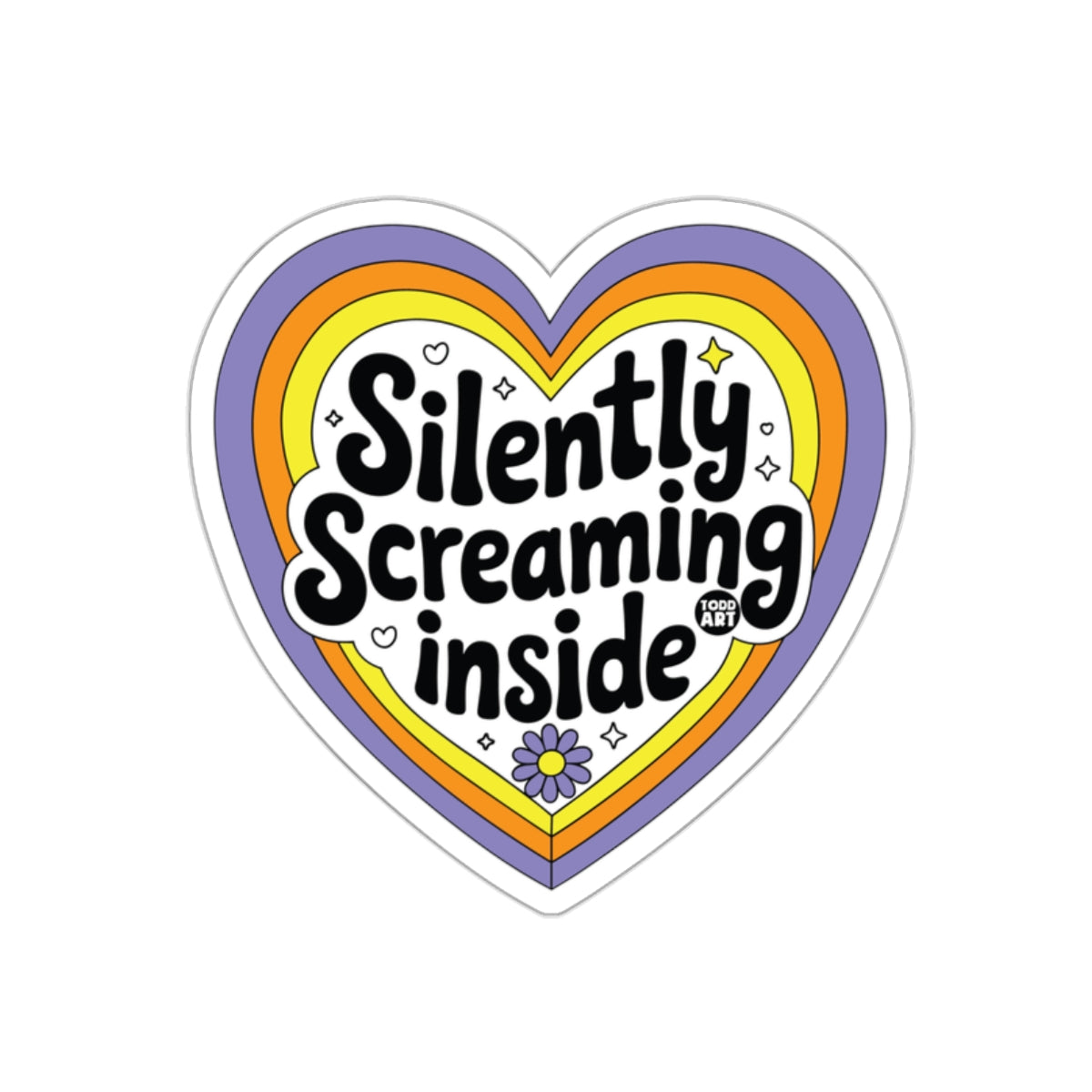 Silently Screaming Inside Heart Shaped Sticker
