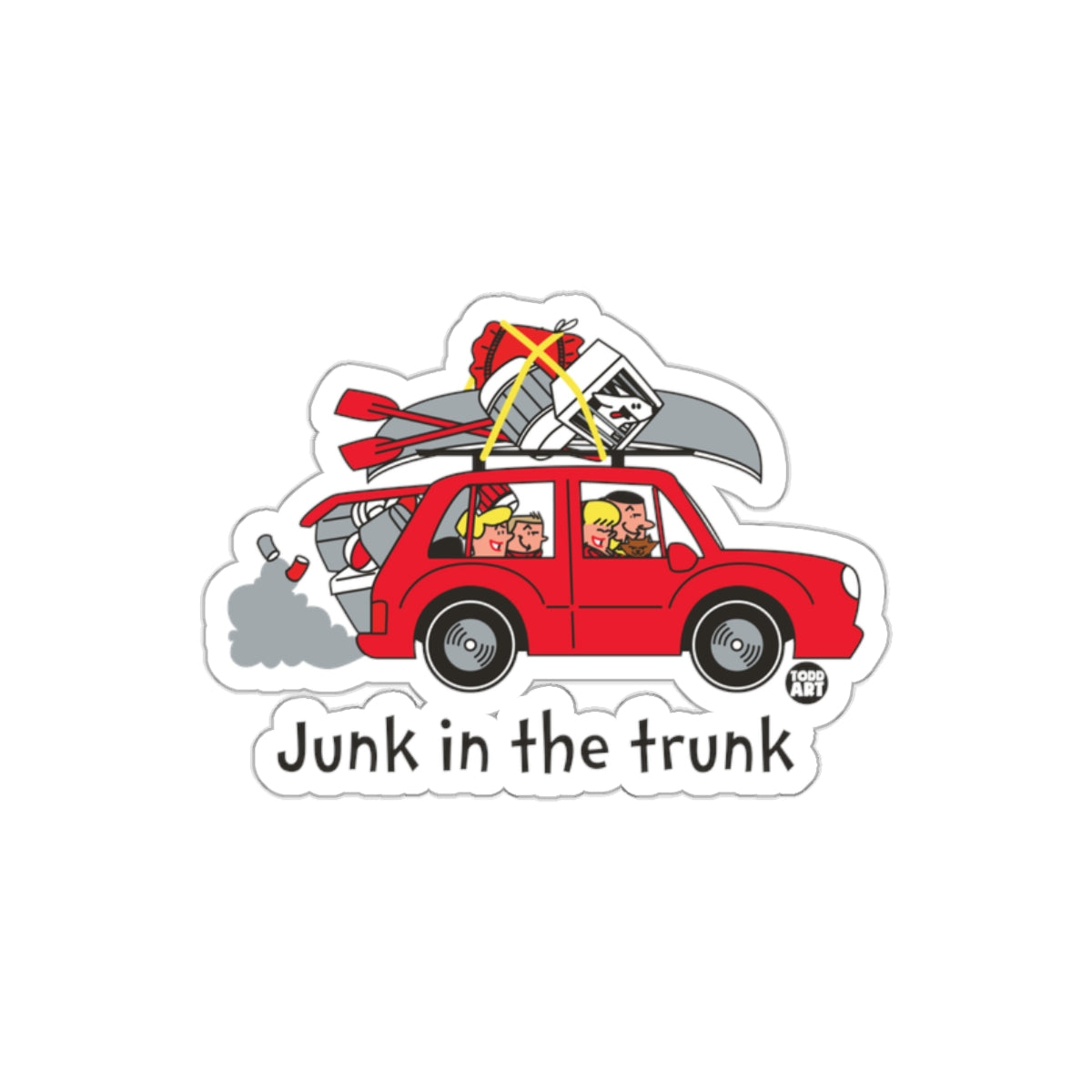 Junk in the trunk red car fun sticker design