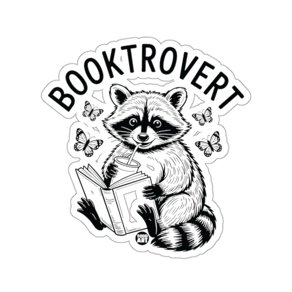 Booktrovert Raccoon Book Beverage Butterflies product type