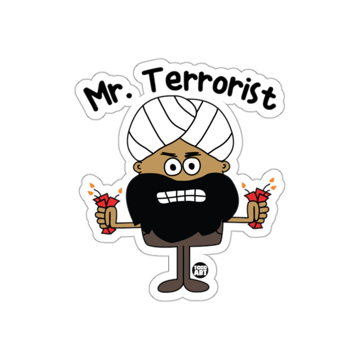 Mr Terrorist Todd Art Character with Bombs Stickers