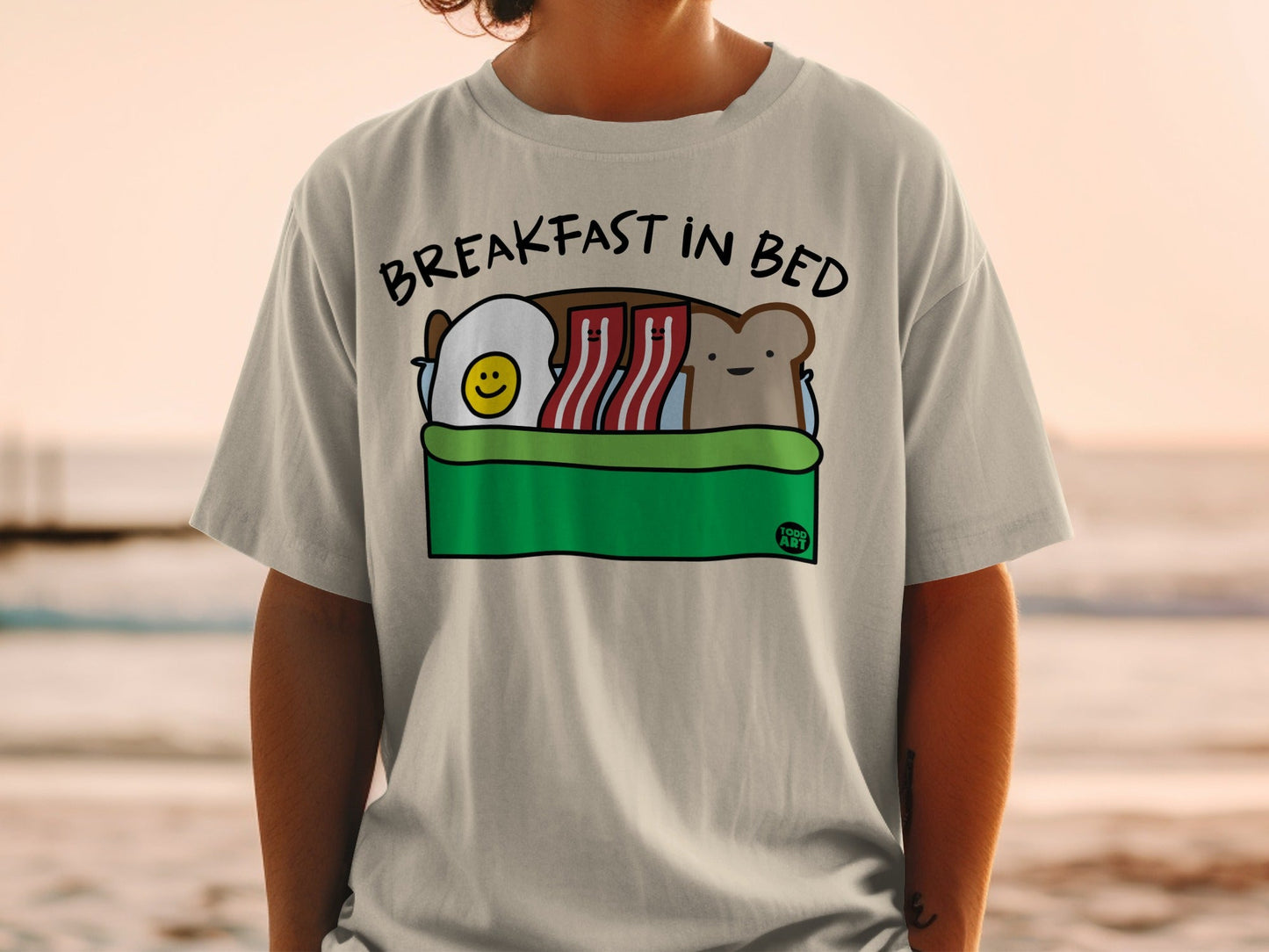 Breakfast in Bed Graphic Design T-Shirt