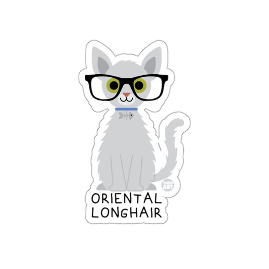 Oriental Longhair Cat with Glasses Sticker