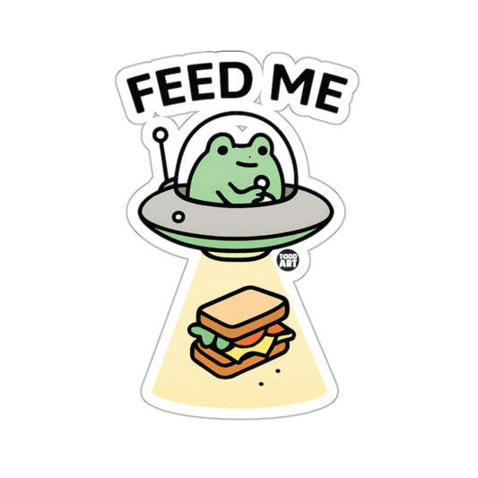 Feed Me Frog Alien and Sandwich Fun Art Sticker