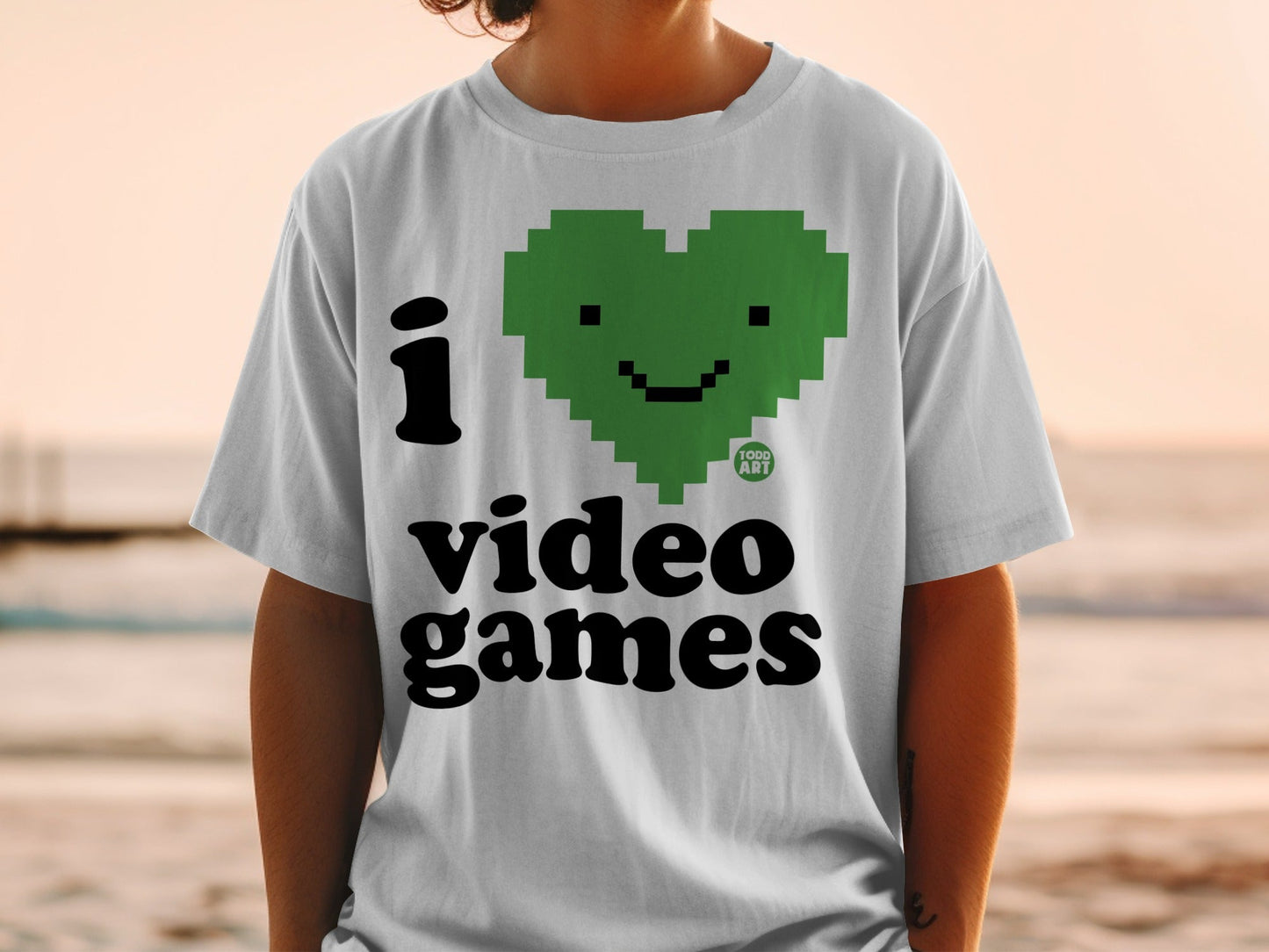 I Love Video Games Pixel Heart Graphic T-Shirt