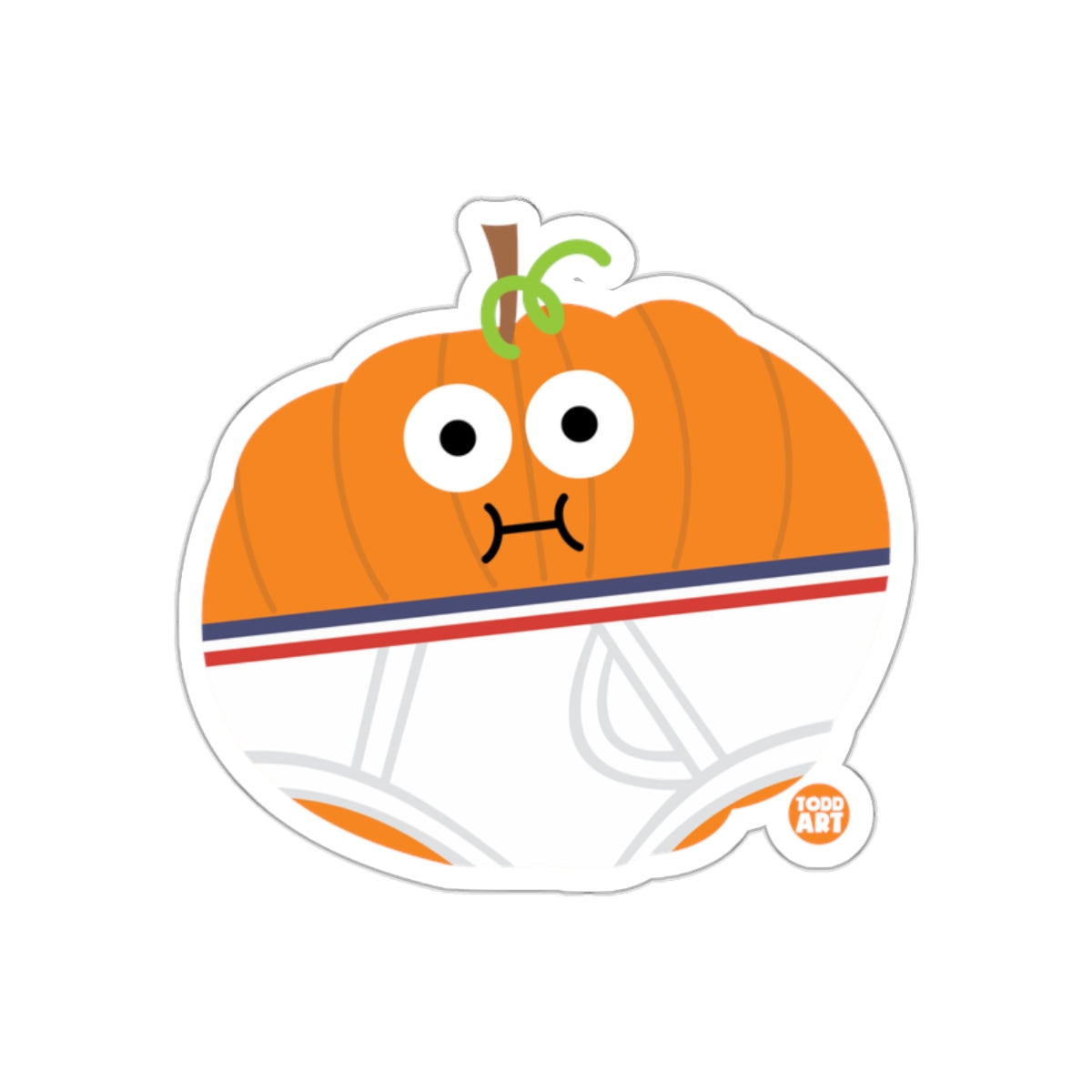 Funny Pumpkin with Underwear Cartoon Character Sticker