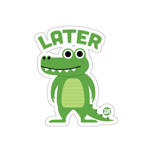 Green Alligator Says Later Cartoon Illustration Stickers