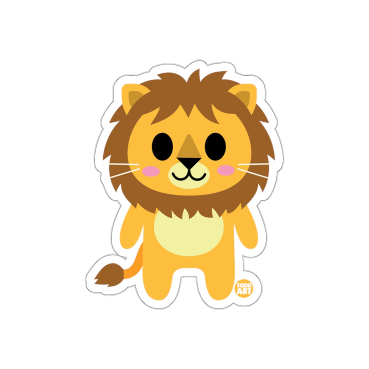 Cute Cartoon Yellow Lion Sticker Animal Design