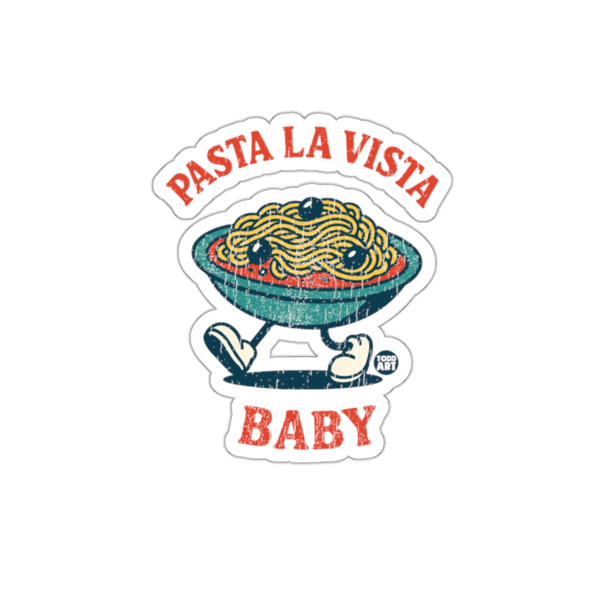 Pasta La Vista Baby Funny Retro Sticker Design