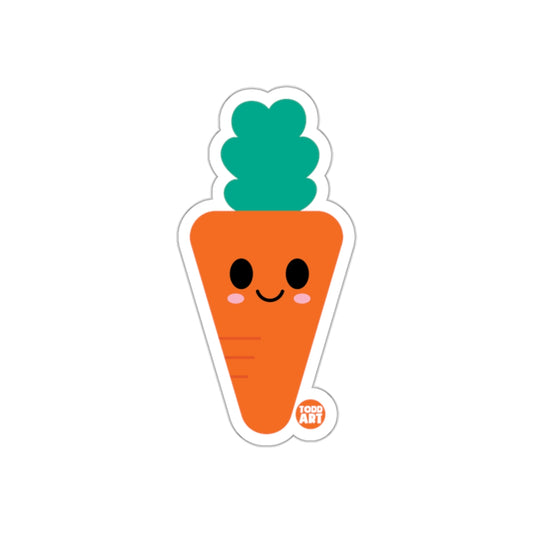 Cute Smiling Carrot With Green Leafy Top Sticker