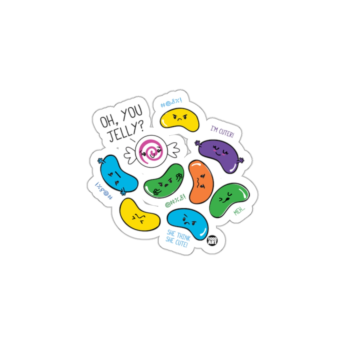 Colorful Cute Jelly Characters Sticker Sheet