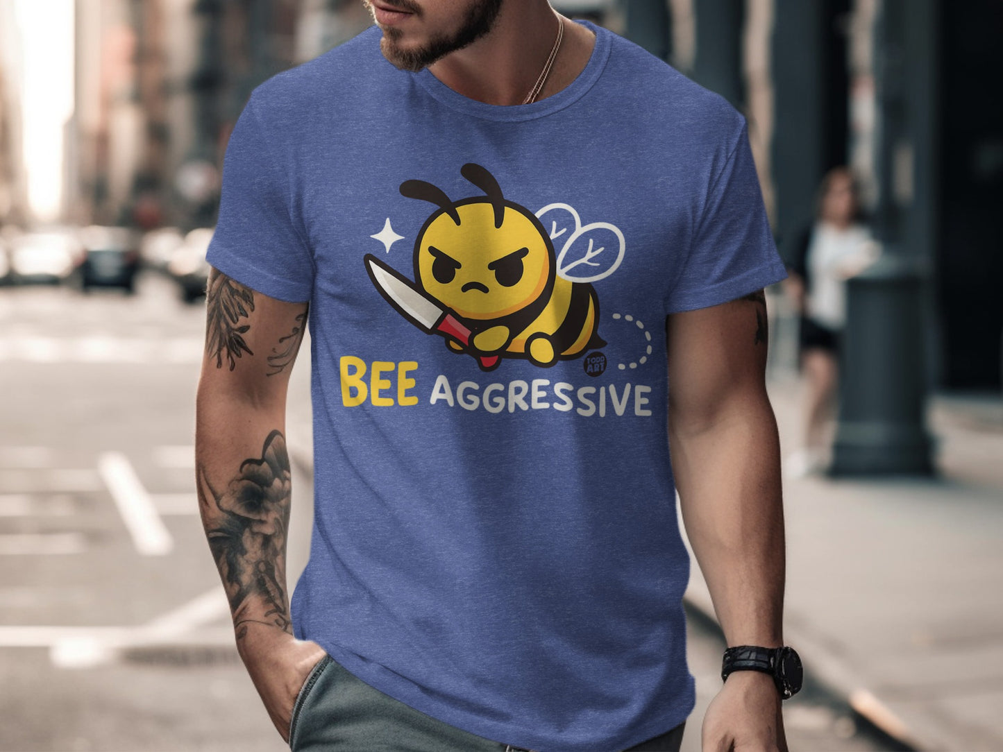 Bee Aggressive Graphic Tee Funny Meme Shirt
