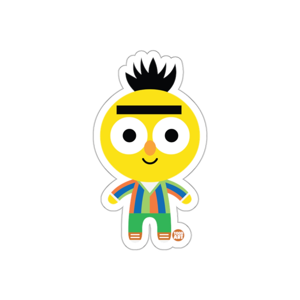 Cute Yellow Character with Striped Outfit Sticker
